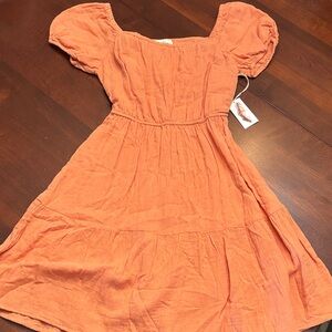 Women’s Orange Puff Sleeve Dress